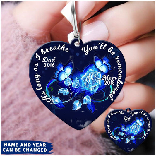 As Long As I Breathe You'll Be Remembered Custom Memorial Butterfly Acrylic Keychain